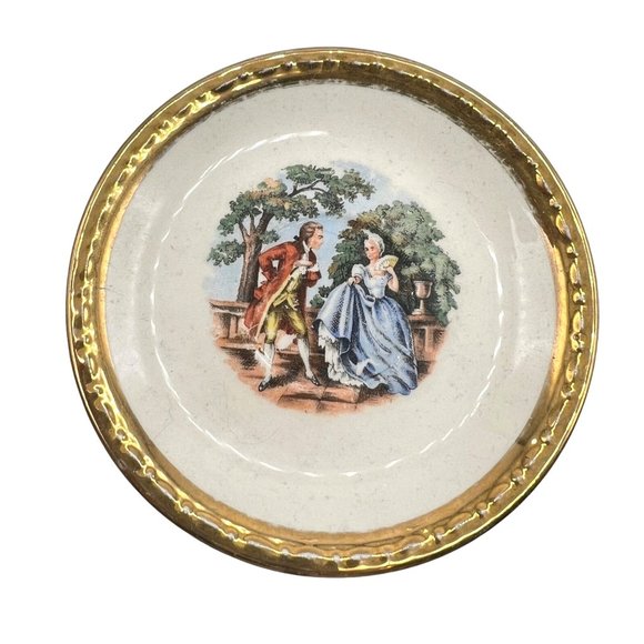 Homer Laughlin Georgian Eggshell Courting Couple Demitasse Cup and Saucer 22K Go - Picture 2 of 9